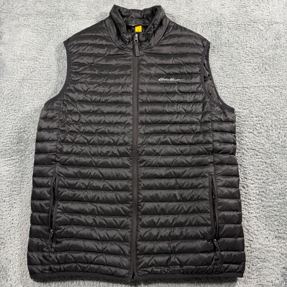 Eddie Bauer EB700 Travex Down Puffer Vest Full Zip Black Lightweight Size LT